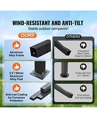 Mecale 10 x 10 Ft Outdoor Retractable Aluminum Pergola with Canopy