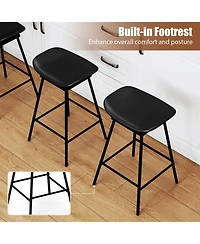 Sugift Set of 2 Swivel Barstools Faux Leather Upholstered Backless with Footrest