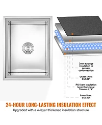 Mecale 22 x 17 x 12 Inch Drop-In Stainless Steel Ice Chest, 40 Qt with Lid