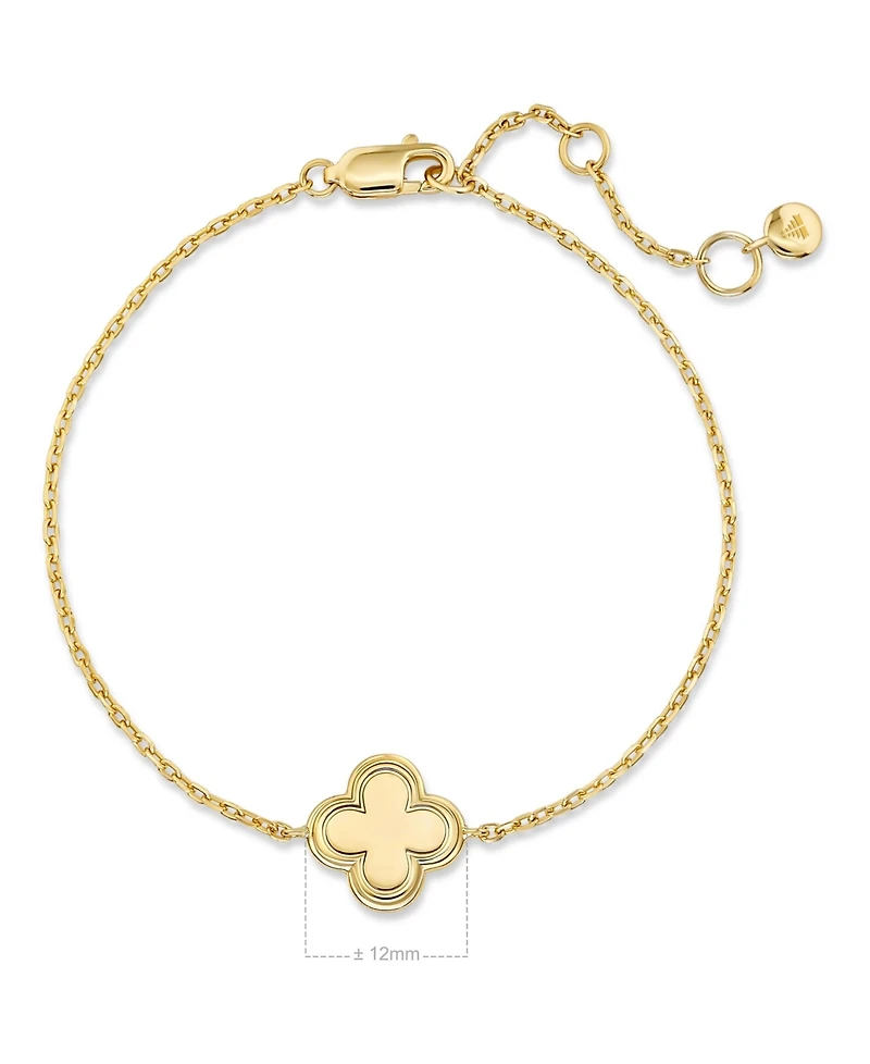 Devata Contour-lined Clover Bracelet in Gold Plated Sterling Silver, Adj 6.5/7.0/7.5 inch