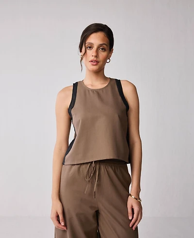 Reistor Women's Sleeveless Colorblock Top in Brown and Black
