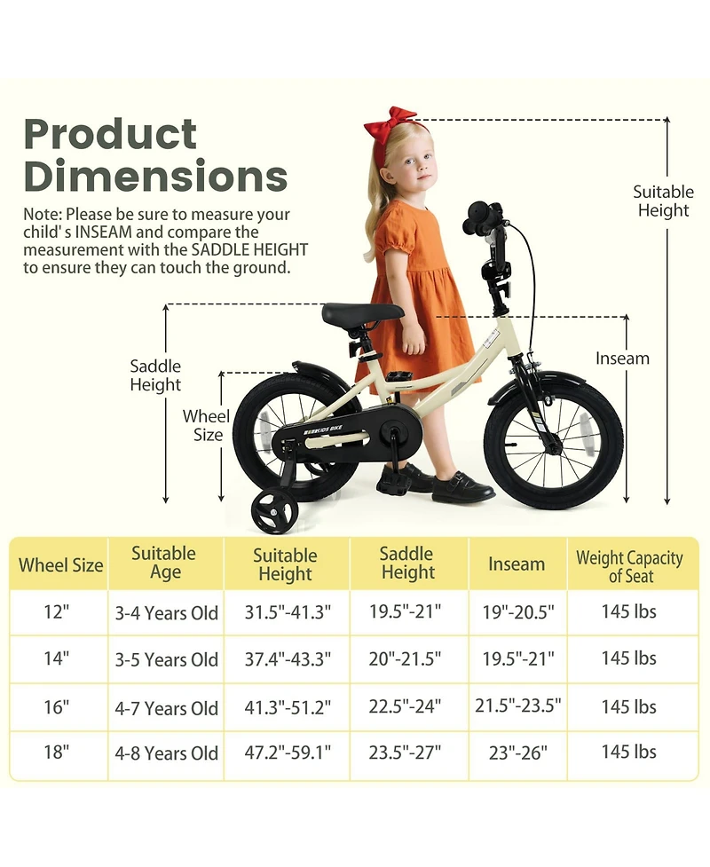 Slickblue Kids Bicycle Sport Style with Detachable Training Wheels Bike