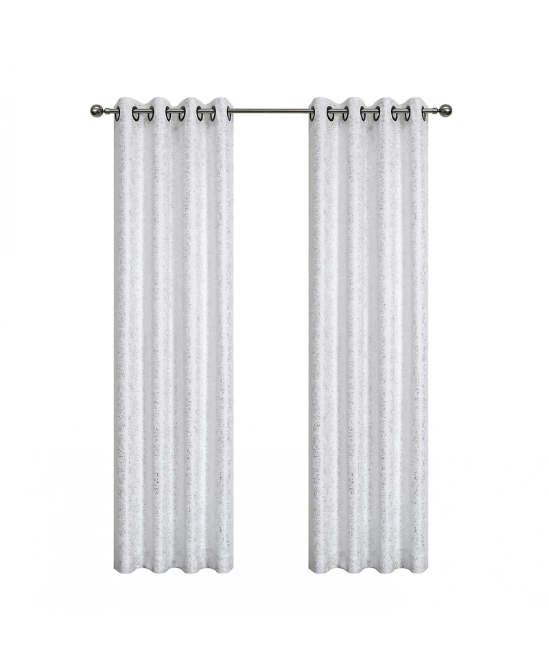 Kate Aurora 2 Piece Sadie Metallic Sparkle Grommet Top Room Darkening Curtain Panels