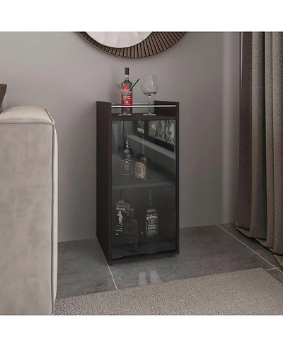 flynama Compact Minibar Cabinet with 2 Doors and Open Shelf