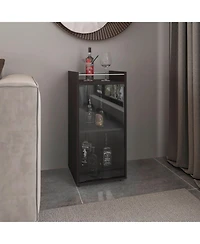 flynama Compact Minibar Cabinet with 2 Doors and Open Shelf