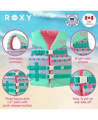 Roxy Uscg Approved Teen and Youth Life Vest Pfd, Light-Weight Epe Foam, Three Belts with Quick-Release Buckles for Fishing, Boating and Kayaking