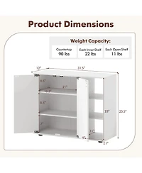 Sugift 3-Tier Shoe Cabinet with Doors with Adjustable Open Shelves for Entryway