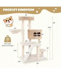Cozito Cat Tree Solid Wood Modern Tower with Condo Perch