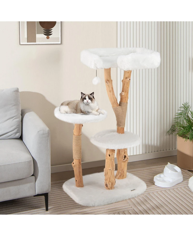 Cozito Cat Tree Solid Wood Tower with Perch and Jute Posts