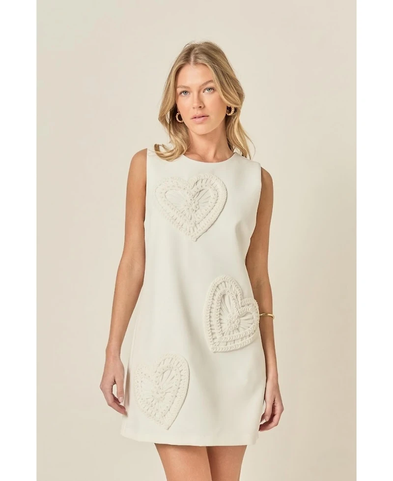 English Factory Women's Pearl Heart Mini Dress