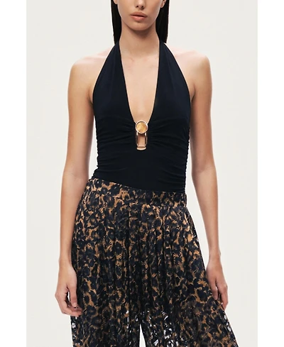 Nocturne Women's Deep V Halter Detail Blouse