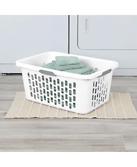 Sterilite Laundry Basket, 2 Bushel Plastic Hamper with Handles, White, 6 Pack