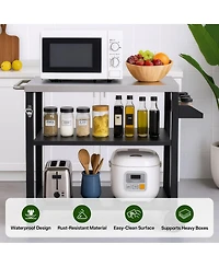 flynama 3-Tier Outdoor Grill Cart with Stainless Steel Top and Side Shelf