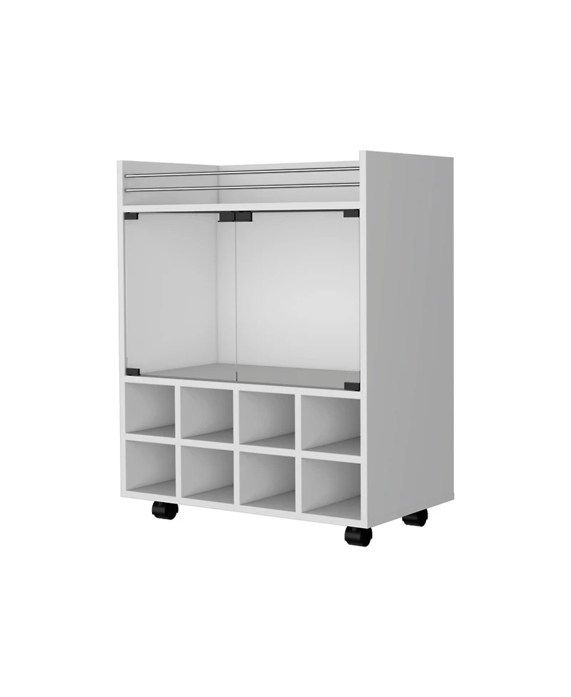 flynama 8-Bottle Rack Bar Cart with Double Glass Door Cabinet