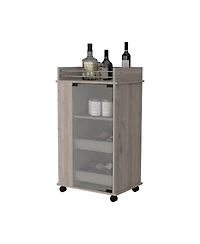 flynama Glass Door Bar Cart with Bottle Holder and Casters