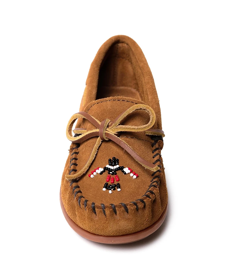 Minnetonka Little Girls Kids' Thunderbird Animikii Suede Beaded Moccasins