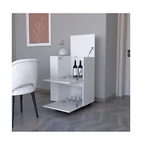 flynama Belleville Bar Cart for Living Room, Dual Cabinet Rolling Storage Serving Cart