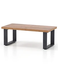 Sugift 47-inch Farmhouse Style Rustic Coffee Table with Thickened Tabletop and Natural Wood Texture