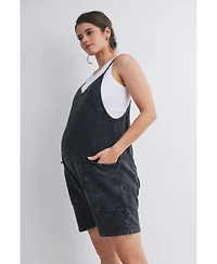 Hello Miz Maternity Washed Relaxed Fit Romper with Pockets