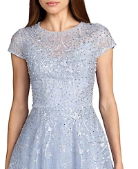 Mac Duggal Women's Embellished High Neck Cap Sleeve A Line Dress