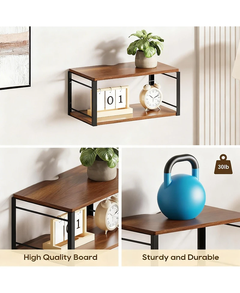 Yigii Floating Nightstand Wall Mounted Wood Shelf Bedroom Bathroom Kitchen Office Storage