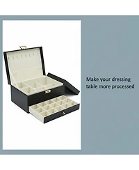 Yigii 3-Layer Faux Leather Jewelry Organizer Box Large Storage for Earrings Rings Necklaces Bracelets Watches