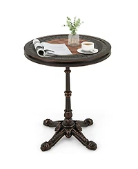 Slickblue Round Patio Side Table Weather-resistant Cast Aluminum Table