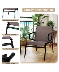 Slickblue Modern Patio Chairs Set of 2 with Breathable Fabric for Porch-Coffee