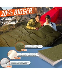Gnuadz Double Sleeping Bag Adults Pillow Queen Two Person Camping Hiking Backpacking All Season Cold Warm