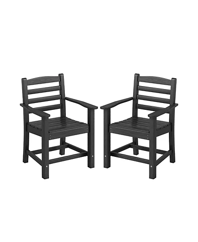 Slickblue Hdpe All Weather Patio Dining Chairs Set of 2 with Wide Armrests