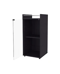 flynama Wenge Glass Door Bar Cabinet with Shelves