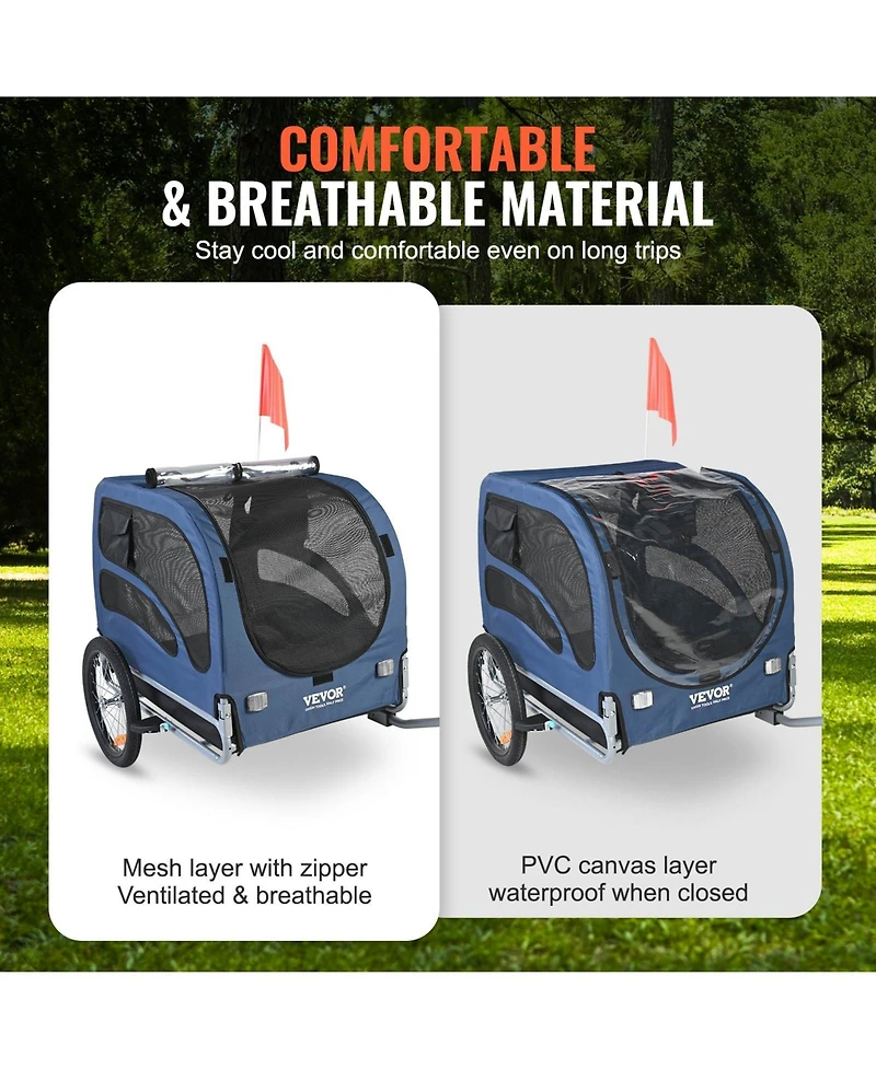 Aostirmotor Dog Bike Trailer Pet Carrier Supports 100 lbs, Easy Fold with Quick Release Wheels, Universal Coupler,Blue/Black