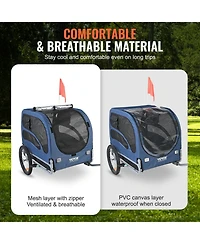 Aostirmotor Dog Bike Trailer Pet Carrier Supports 100 lbs, Easy Fold with Quick Release Wheels, Universal Coupler,Blue/Black