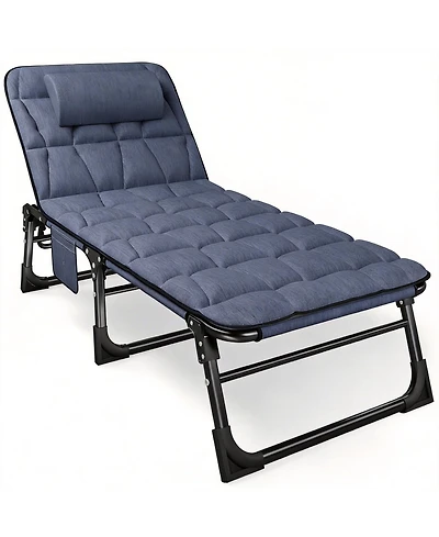 Gnuadz Folding Camping Bed Reclining Lounger With Mattress Pillow Camping Outdoor Recreation Gear