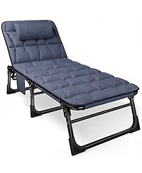 Gnuadz Folding Camping Bed Reclining Lounger With Mattress Pillow Camping Outdoor Recreation Gear