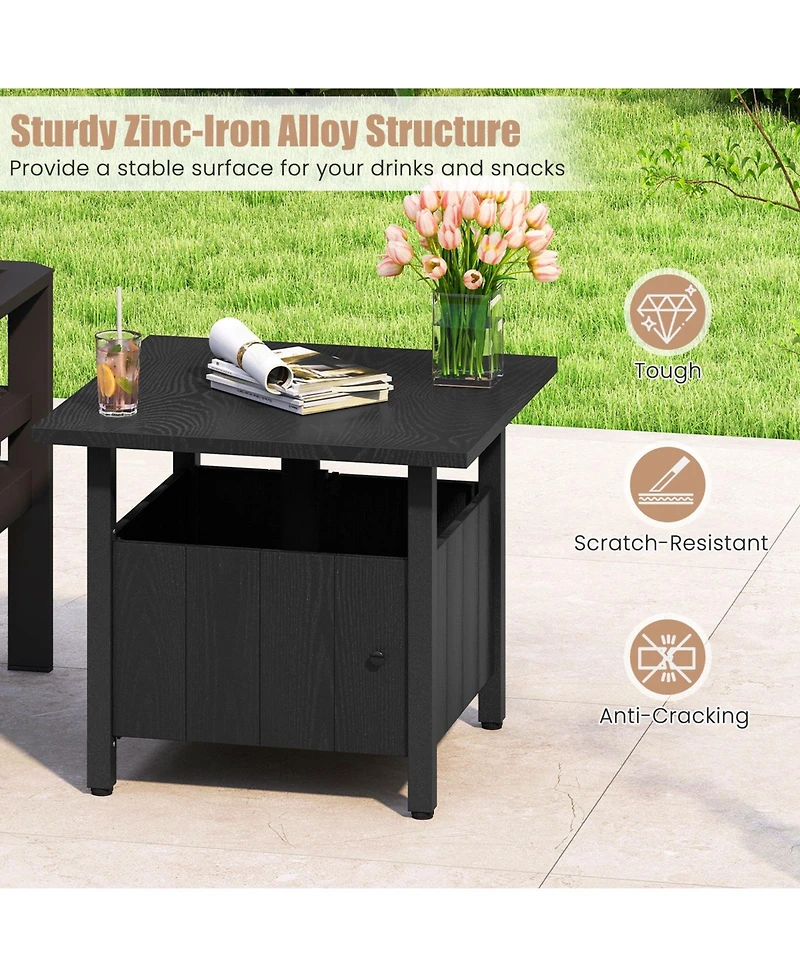 Slickblue Outdoor Umbrella Table Base Stand with Side Table and Umbrella Hole