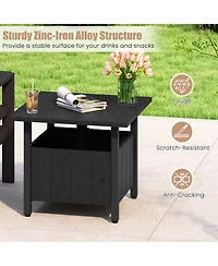 Slickblue Outdoor Umbrella Table Base Stand with Side Table and Umbrella Hole
