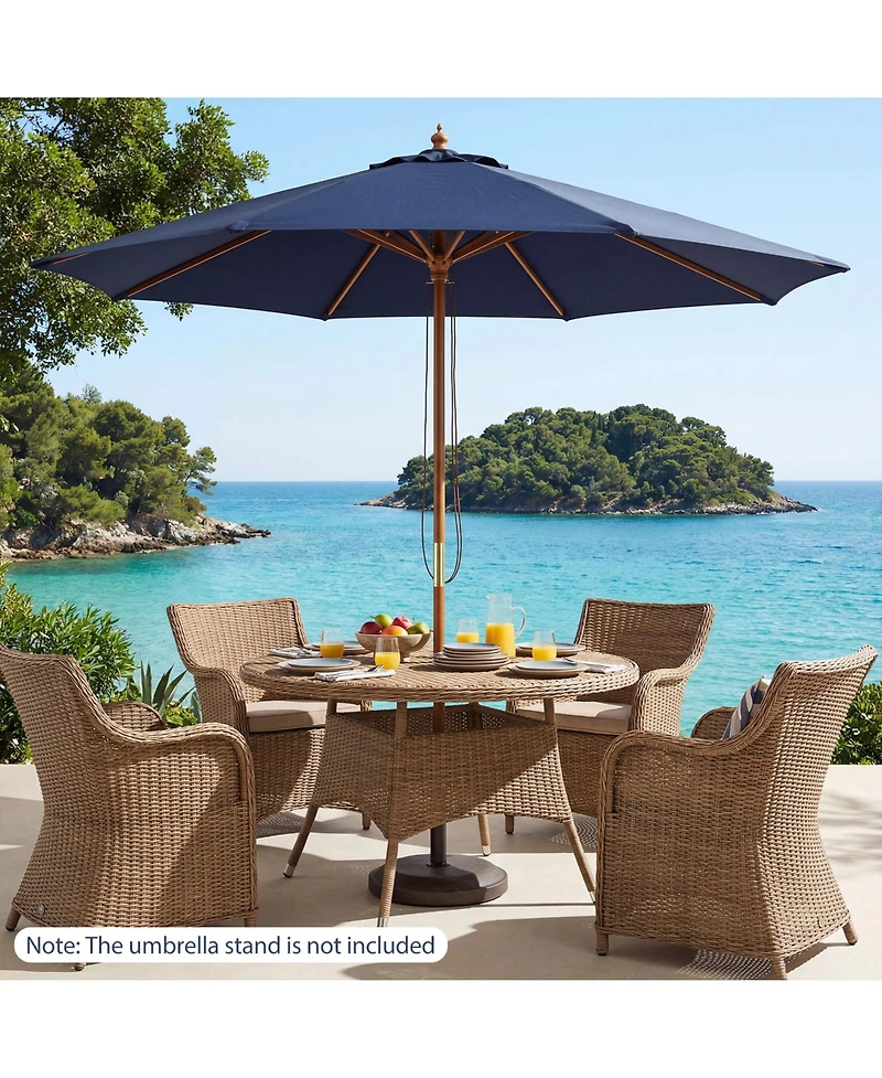Slickblue Patio Umbrella Outdoor Table Market Umbrella with 8 Sturdy Bamboo Ribs