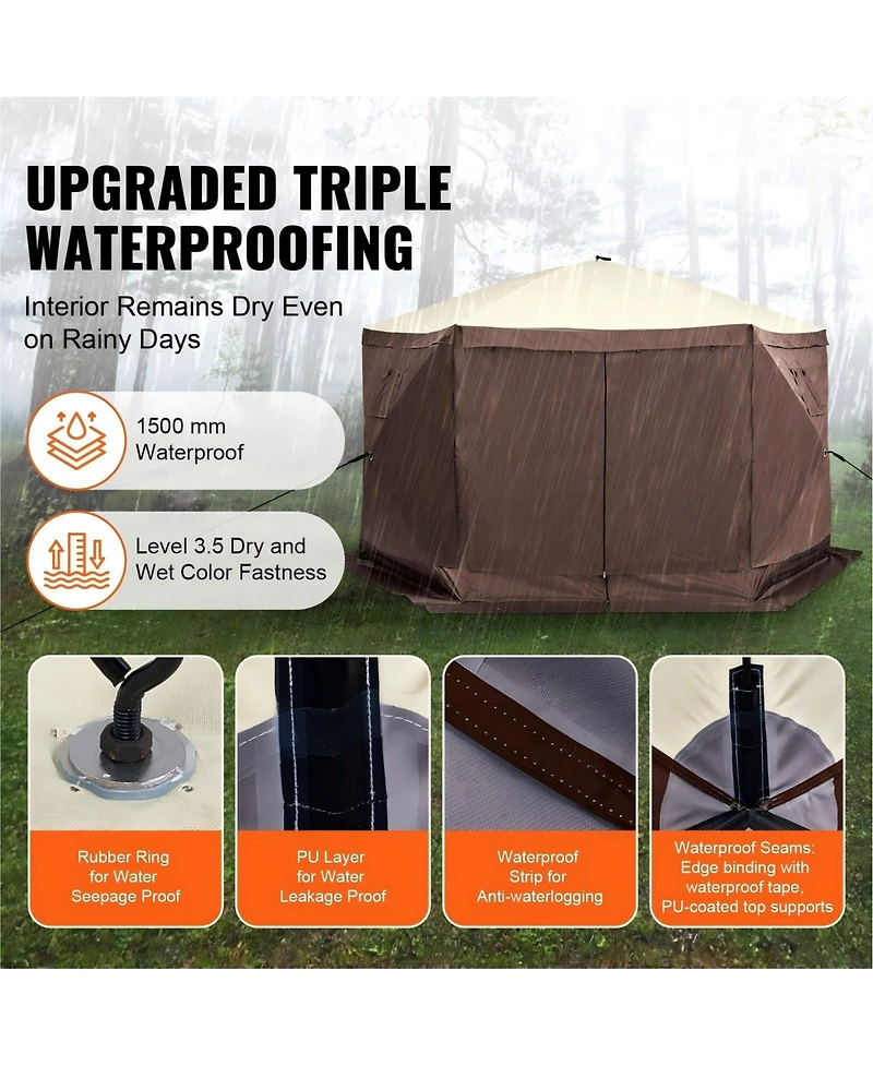 Gouun 11.5 x 11.5 ft Pop-Up Gazebo Screen Tent with Privacy Panels