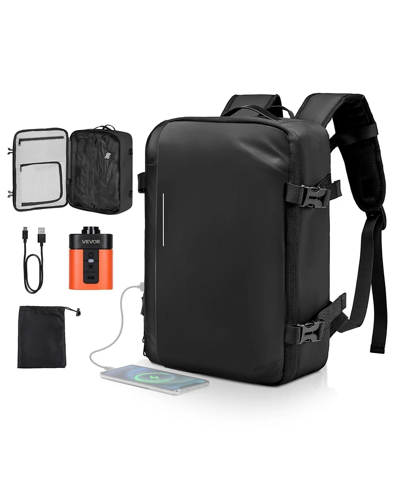 Mecale 35L Vacuum Seal Compression Travel Backpack with Air Pump, Water-Resistant Carry-On Luggage, Personal Item Bag