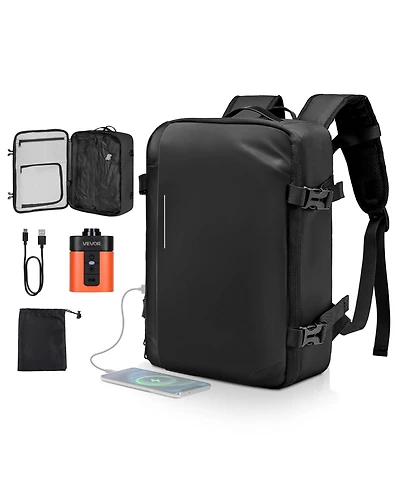 Mecale 35L Vacuum Seal Compression Travel Backpack with Air Pump, Water-Resistant Carry-On Luggage, Personal Item Bag