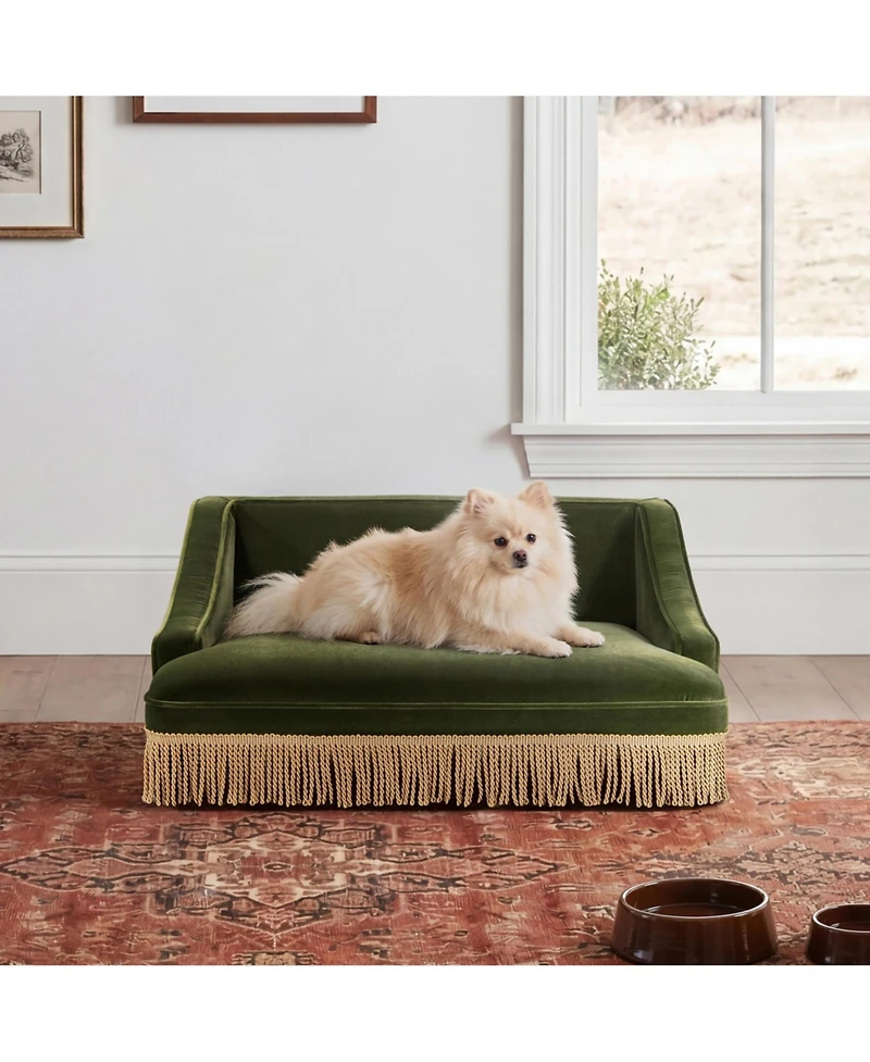 Aostirmotor Performance Velvet Princess Pet Bed Sofa with Fringe Skirt by Duchess