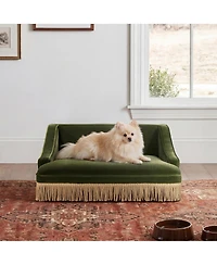 Aostirmotor Performance Velvet Princess Pet Bed Sofa with Fringe Skirt by Duchess