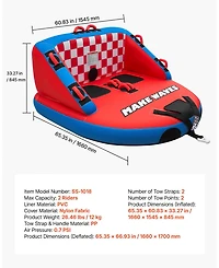 Mecale 2-Rider Towable Tube for Boating 340 lbs Dual Tow Points