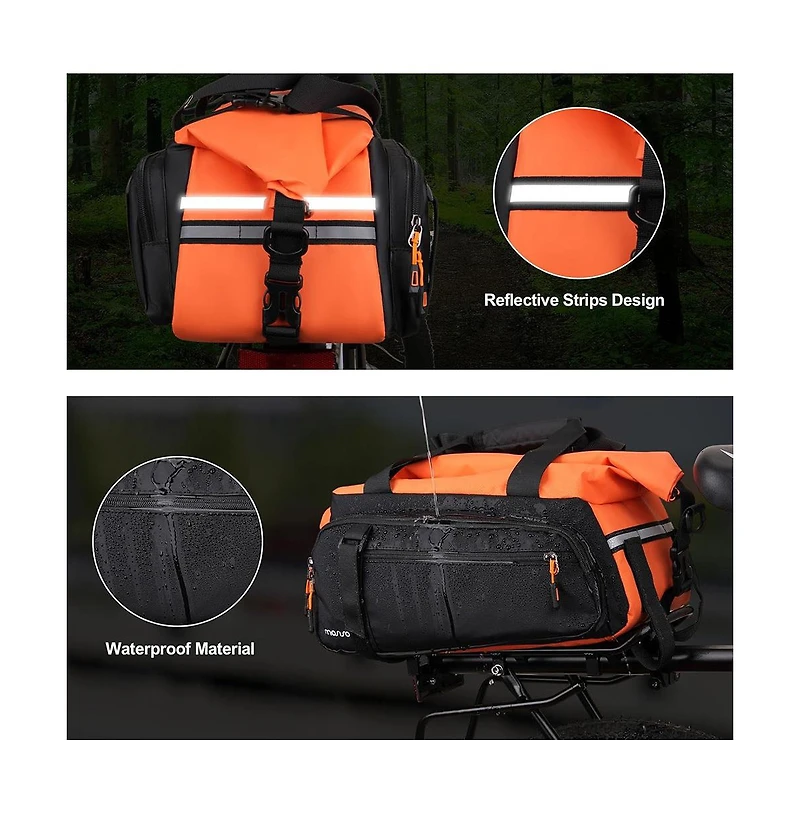 Hikeen Bike Rack Bag Expandable 13L to 24L Bicycle Rear Trunk Bag with Shoulder Strap Waterproof Cycling Storage for Commuting Travel