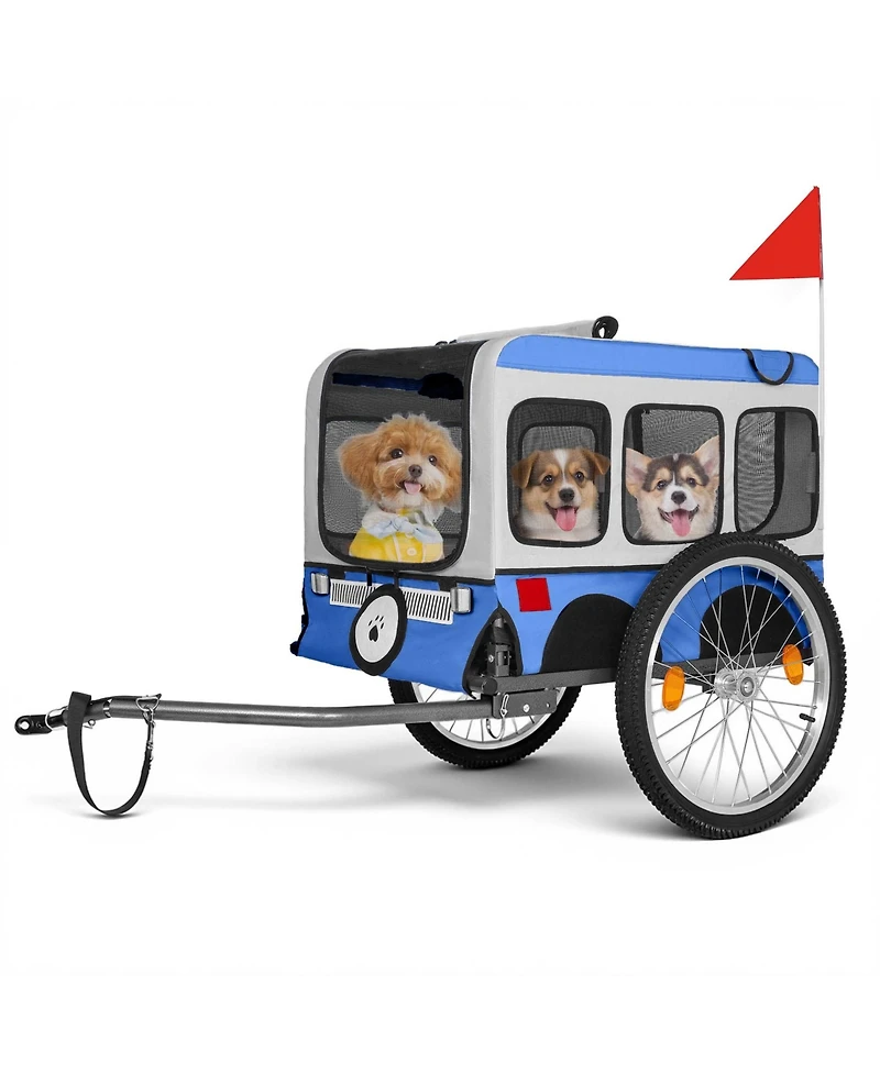 Aostirmotor Folding Dog Bike Trailer, Heavy Duty Pet Trailer for Large Dogs, All-Terrain Wheels, Spacious Design for Cycling, Jogging and Camping