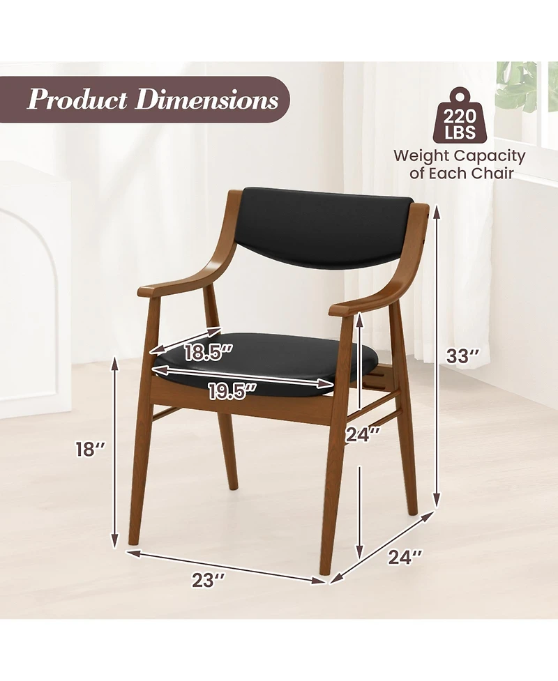 Sugift Wooden Dining Chair Set of 2 with Padded Seat and Back