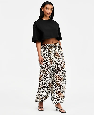 Bar Iii Women's Printed Pull-On Sheer Balloon Pants, Macy's Exclusive
