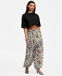 Bar Iii Women's Printed Pull-On Sheer Balloon Pants, Macy's Exclusive