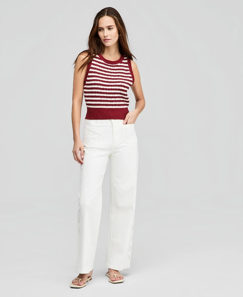 And Now This Petite Open-Stitch Striped Sweater, Macy's Exclusive